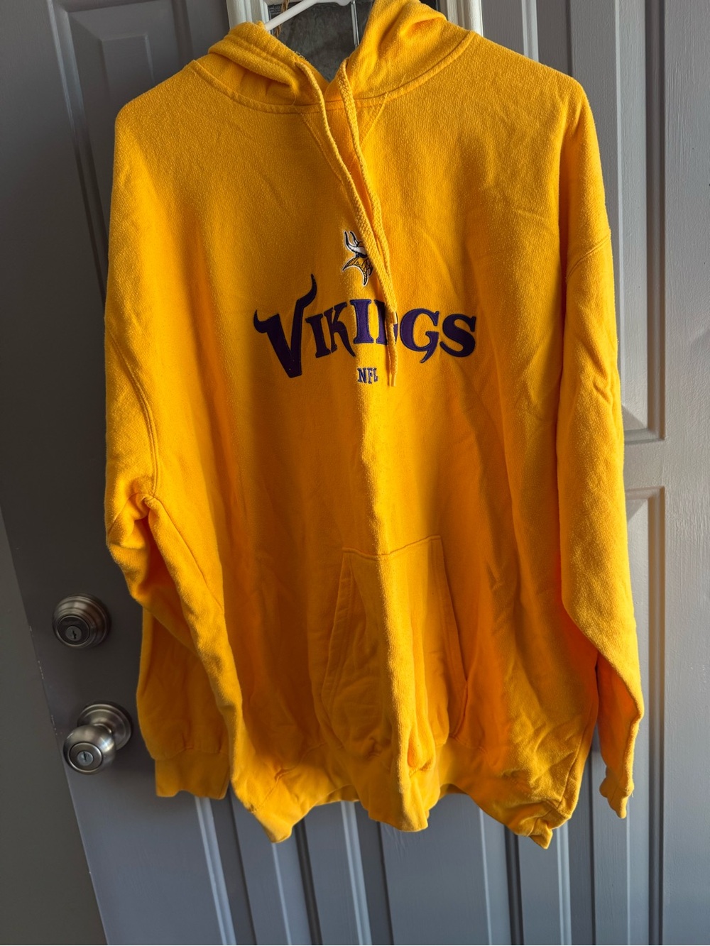 NFL Vikings Yellow Crewneck Hoodie with Purple Logo